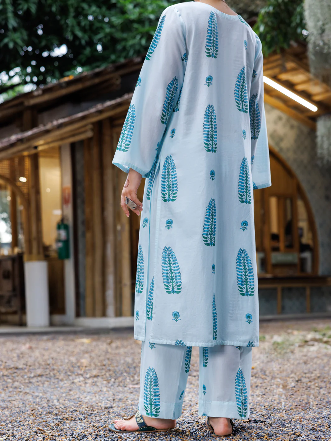 Sky Blue Cotton Dobby Square 2Pc Stitched - AL-2PS-LKS-1023 - Image 2