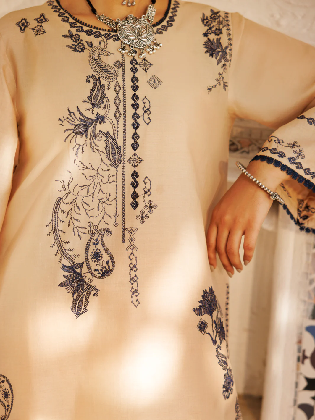 Beige Cambric 2Pc Stitched - AL-2PS-LKS-1049 - Image 3