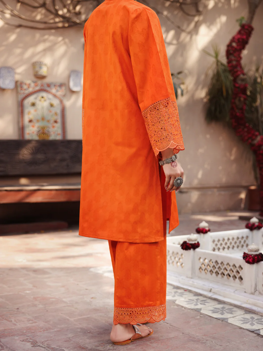 Orange Self Jacquard 2Pc Stitched - AL-2PS-LKS-1052 - Image 3