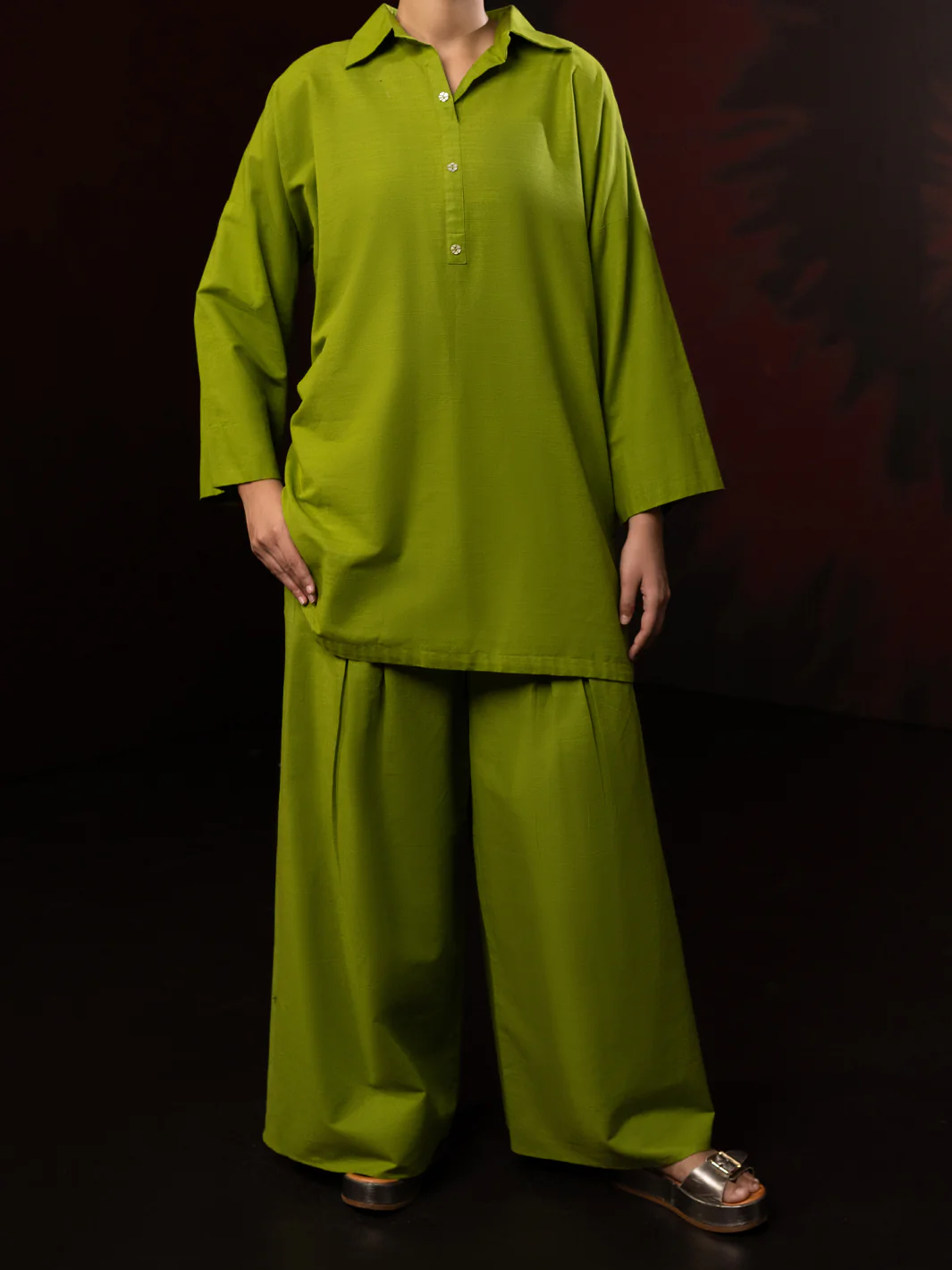 Green Light Slub Khaddar 2Pc Stitched - AL-2PS-LKS-1086 - Image 3