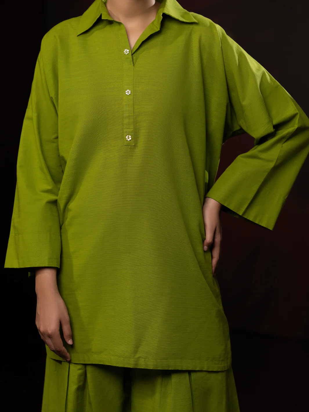 Green Light Slub Khaddar 2Pc Stitched - AL-2PS-LKS-1086 - Image 4