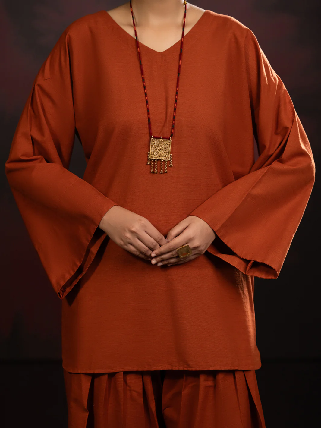 Rust Light Slub Khaddar 2Pc Stitched - AL-2PS-LKS-1087 - Image 3