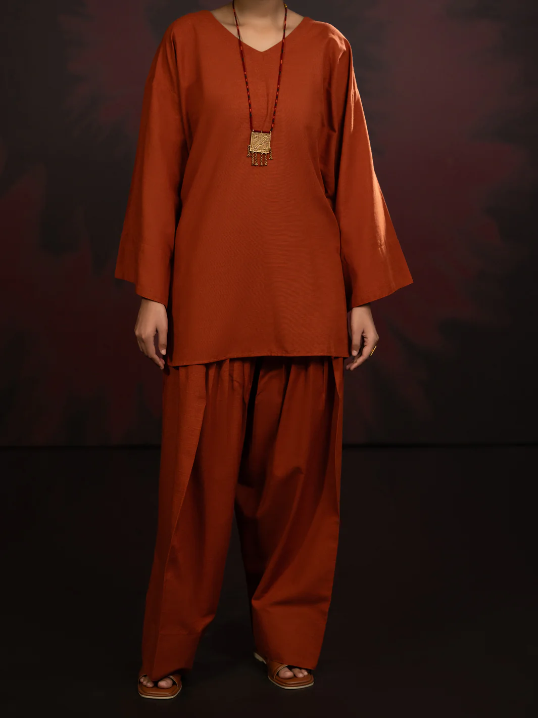 Rust Light Slub Khaddar 2Pc Stitched - AL-2PS-LKS-1087 - Image 4