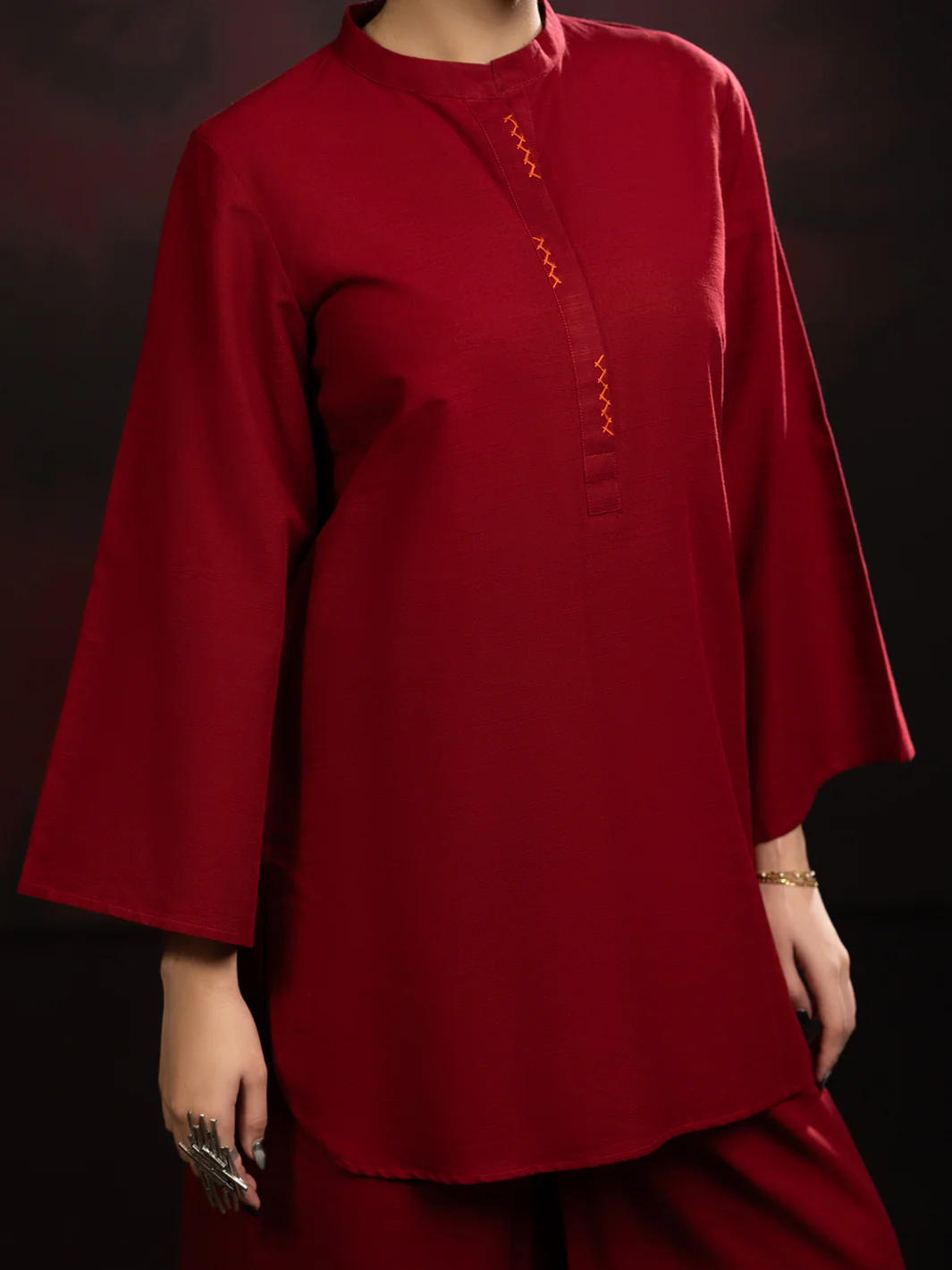 Red Light Slub Khaddar 2Pc Stitched - AL-2PS-LKS-1088 - Image 4
