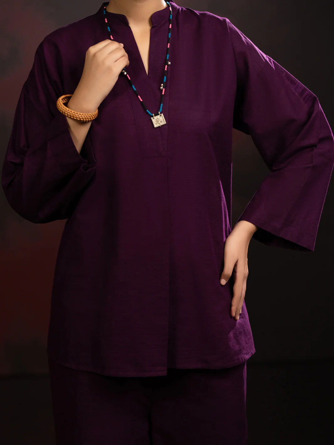 Purple Light Slub Khaddar 2Pc Stitched - AL-2PS-LKS-1089 - Image 3