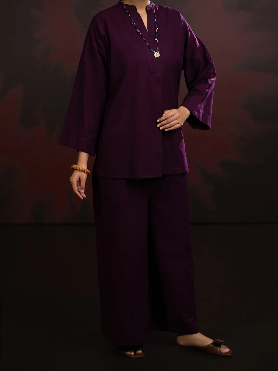 Purple Light Slub Khaddar 2Pc Stitched - AL-2PS-LKS-1089 - Image 4