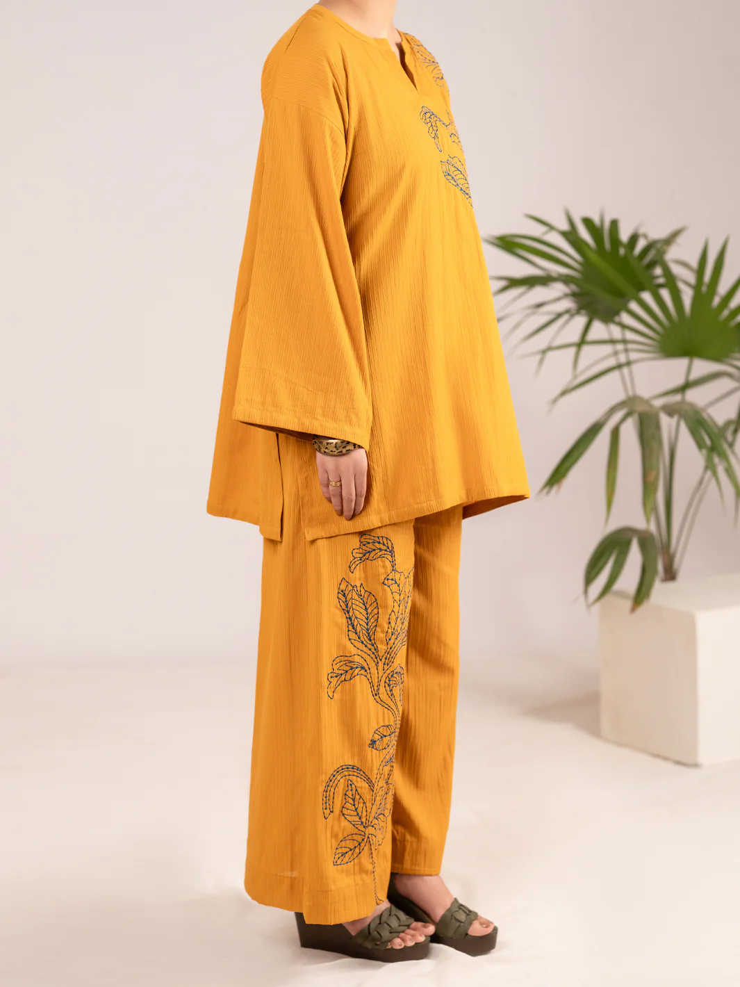 Mustard Dobby Square 2Pc Stitched - AL-2PS-LKS-1100 - Image 4