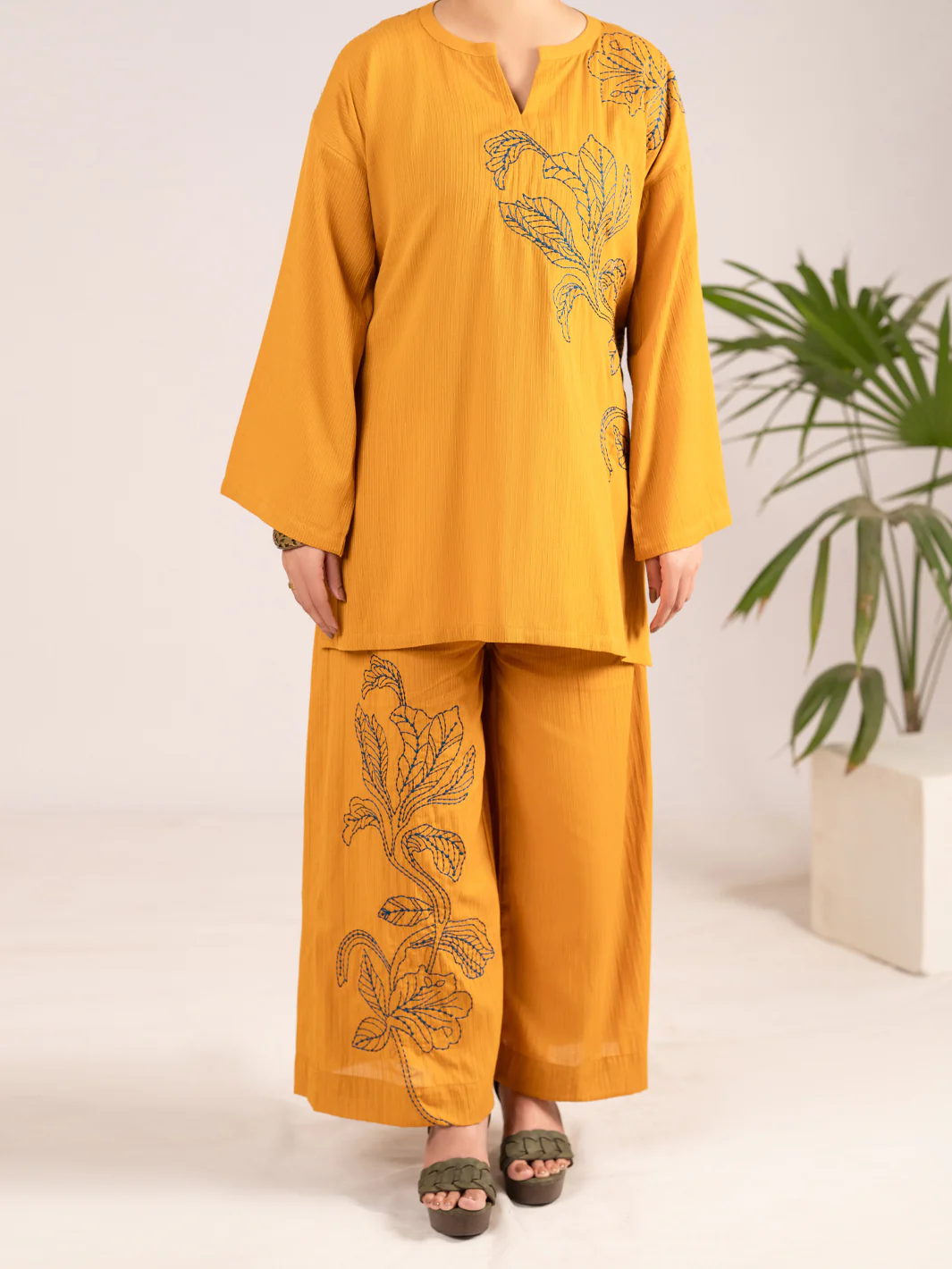 Mustard Dobby Square 2Pc Stitched - AL-2PS-LKS-1100 - Image 5
