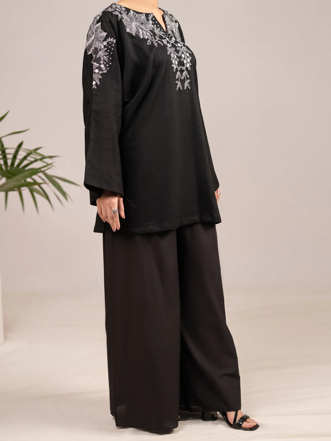 Black Textured Cotton 2Pc Stitched - AL-2PS-LKS-1101 - Image 4