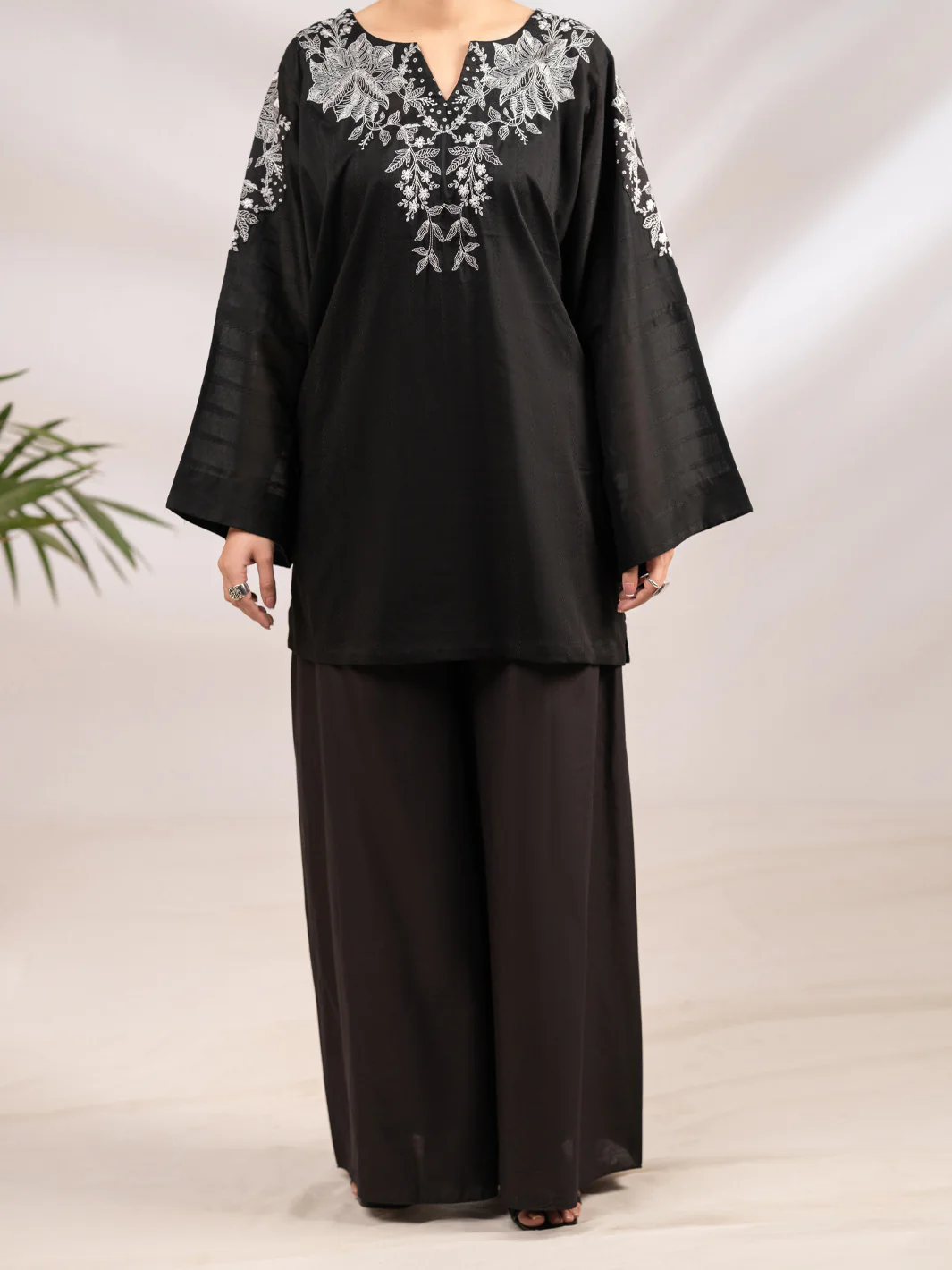 Black Textured Cotton 2Pc Stitched - AL-2PS-LKS-1101 - Image 5
