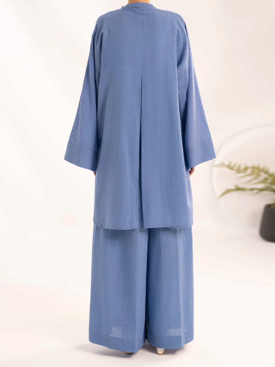Blue Seersucker 2Pc Stitched - AL-2PS-LKS-1123 - Image 3