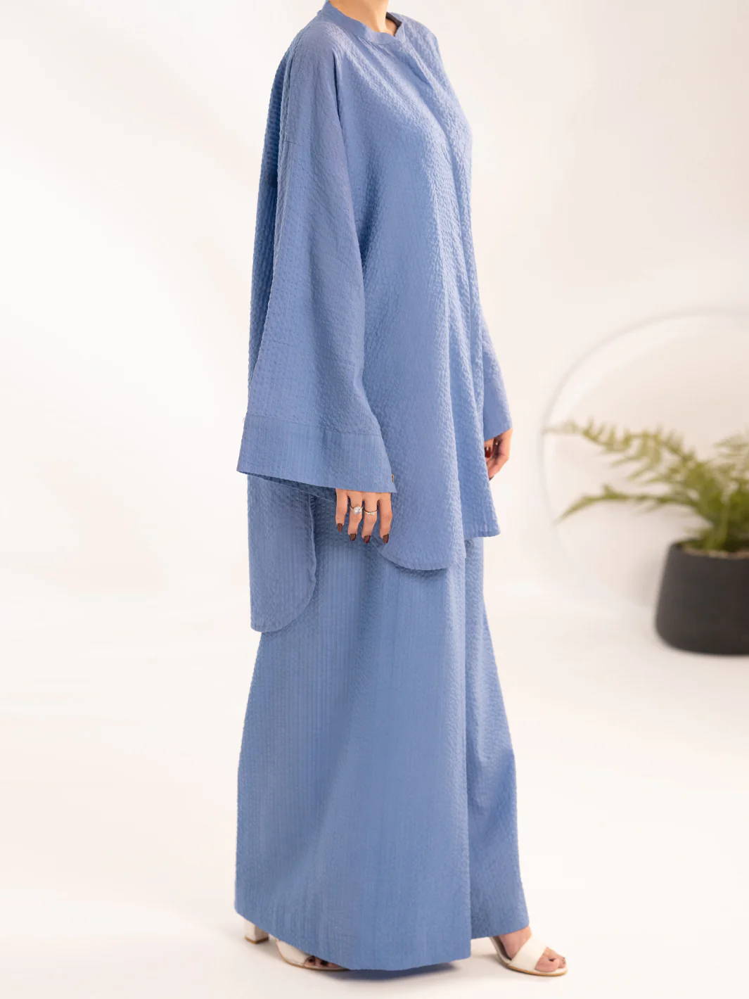 Blue Seersucker 2Pc Stitched - AL-2PS-LKS-1123 - Image 4