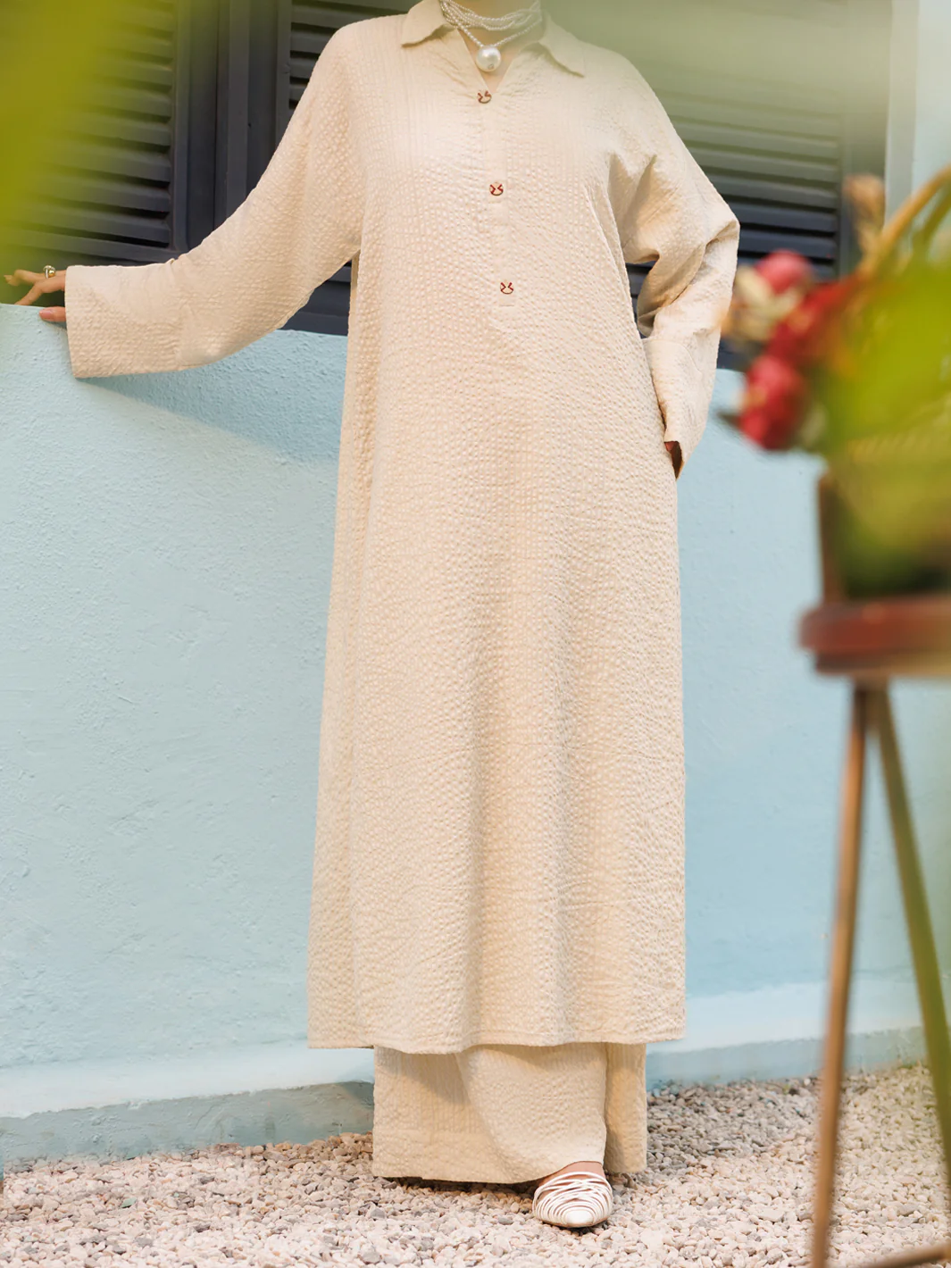 Beige Seersucker 2Pc Stitched - AL-2PS-LKS-1125 - Image 6