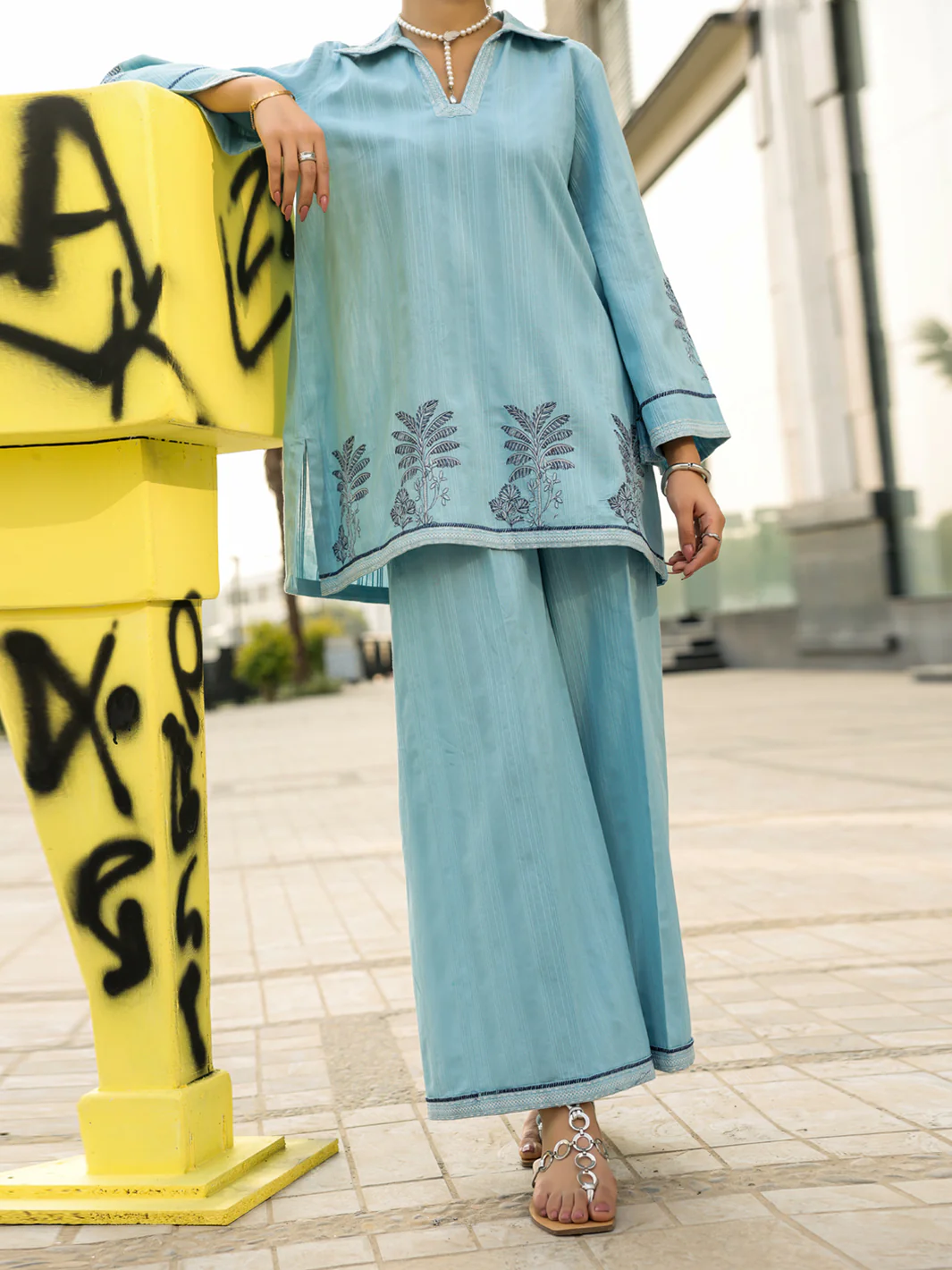 Grey Cotton Dobby Stitched 2Pc - AL-2PS-LKS-1142 - Image 4