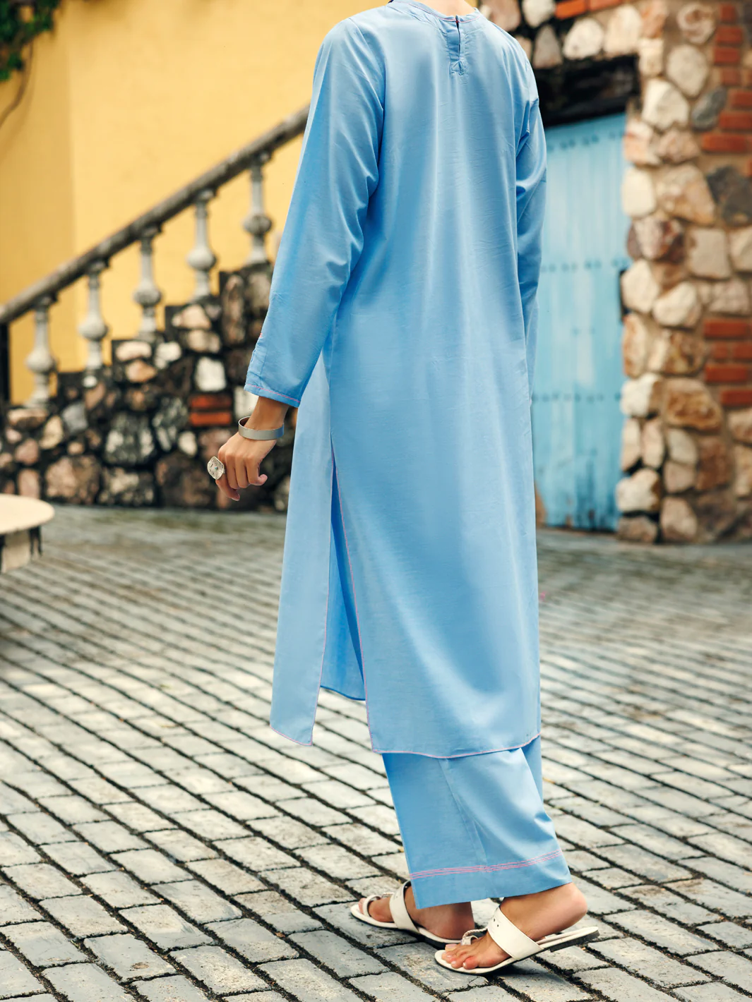 Sky Blue Yarn Dyed 2Pc Stitched - AL-2PS-LKS-987 - Image 2