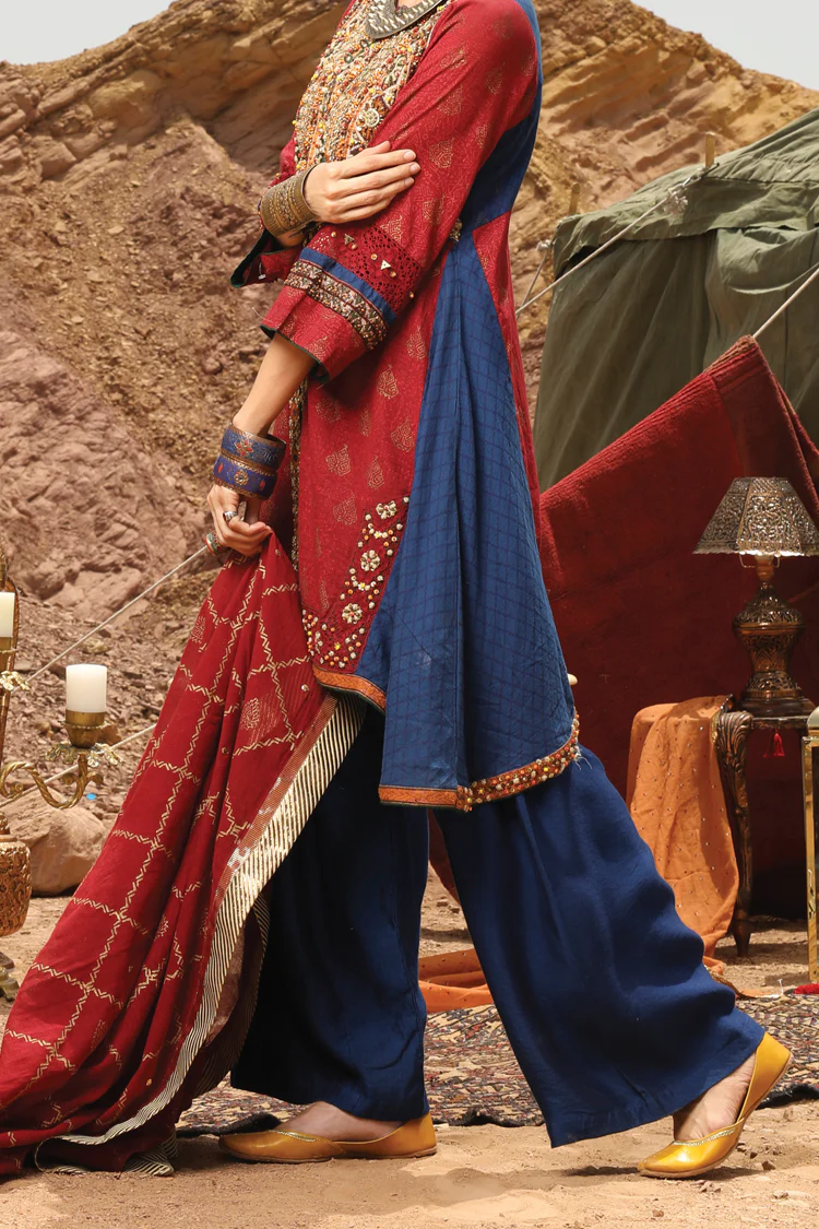 Red Karandi 2Pc Stitched - AL-2PS-LS-199 - Image 3