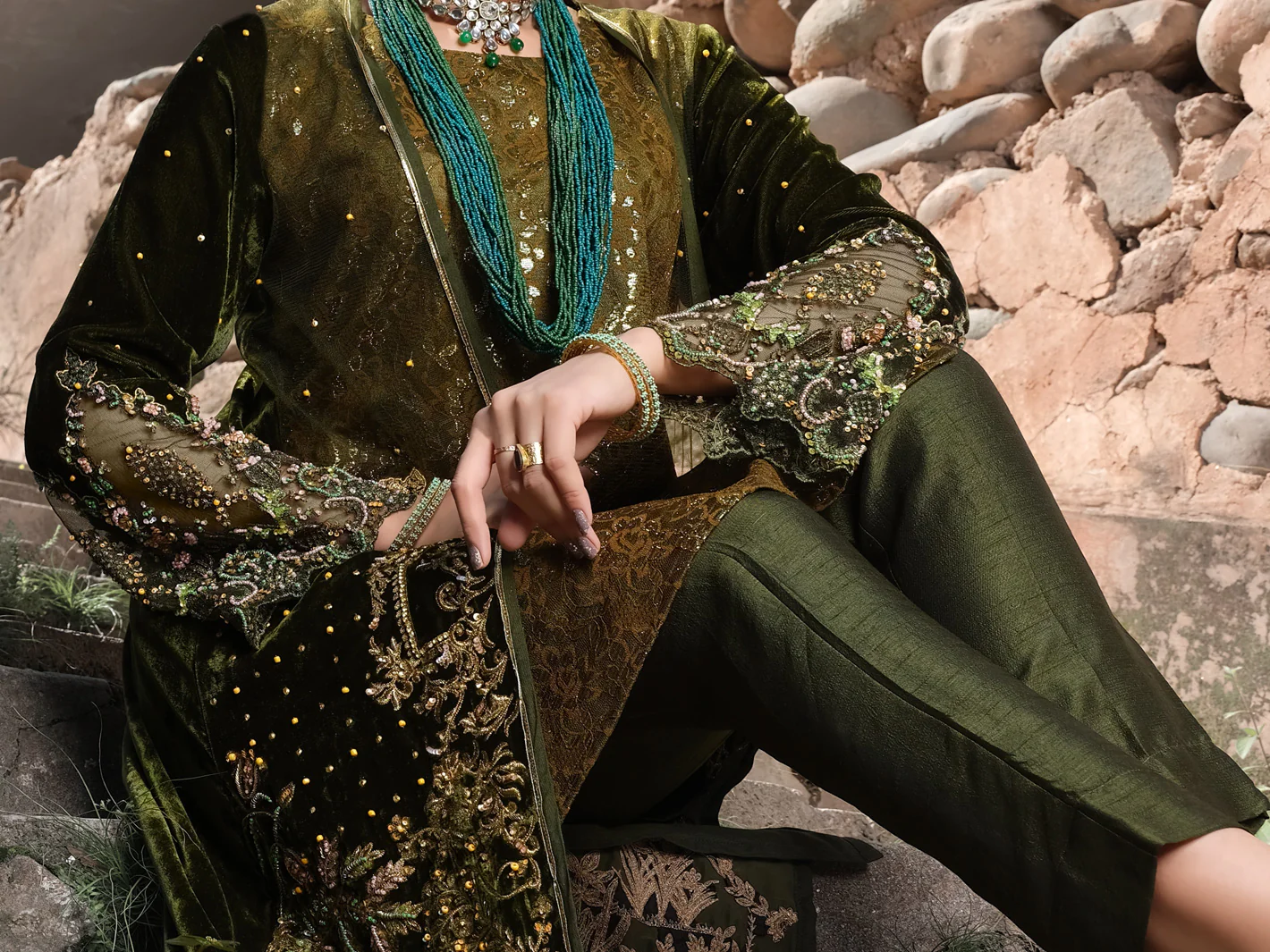 Green 2Pc Formal - AL-2PS-LS-298 - Image 2