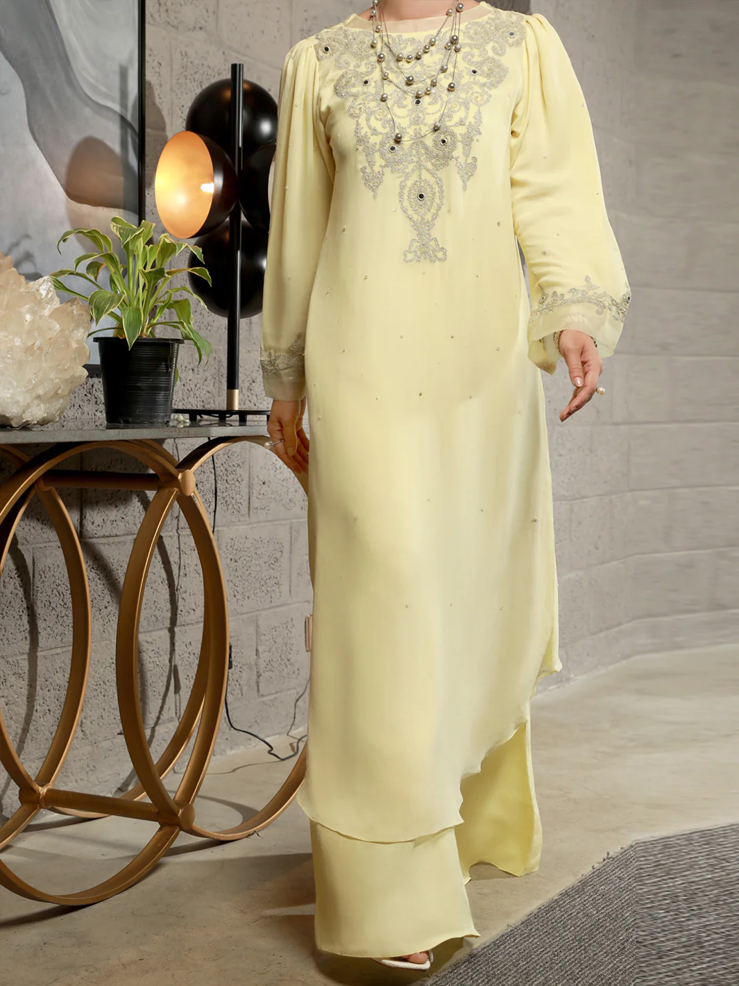 Lime Yellow 2Pc Formal Stitched - AL-2PS-LS-336