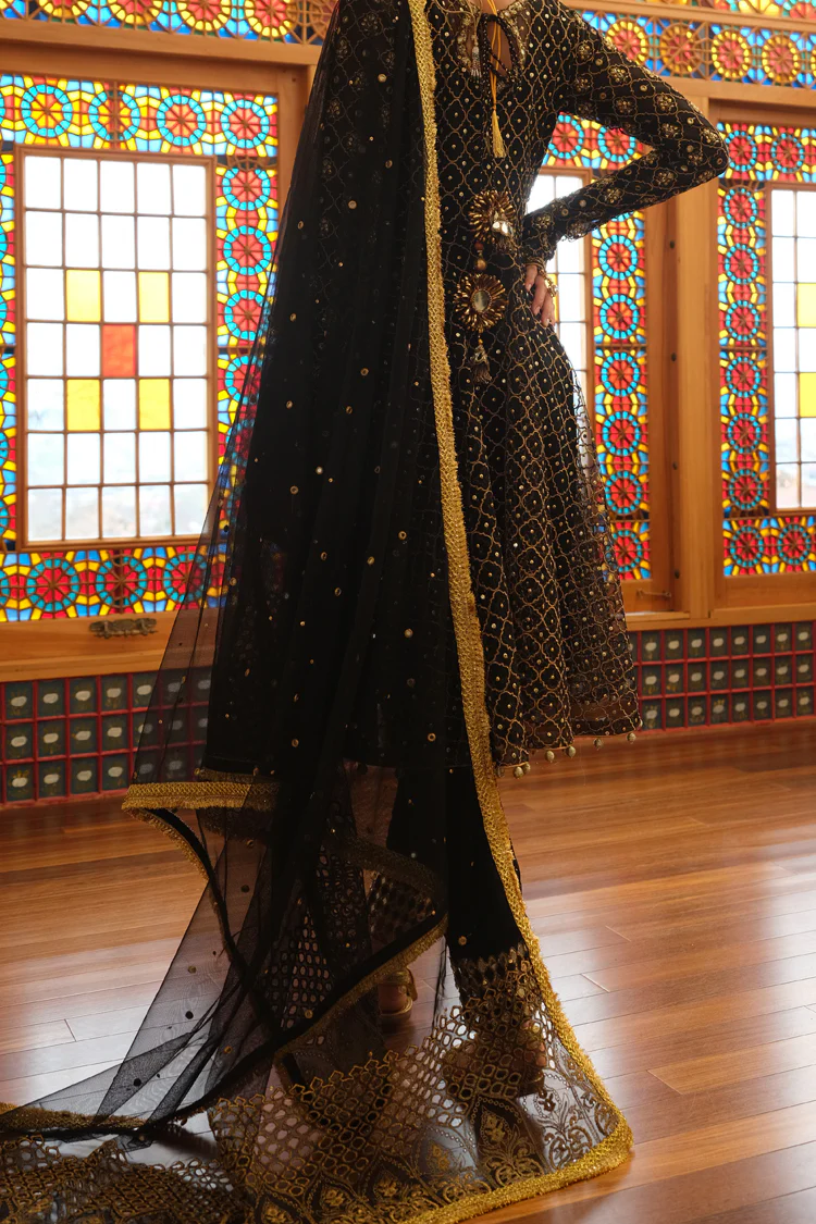 Black Net 3Pc Stitched Fromal - AL-3PS-LS-255 - Image 3