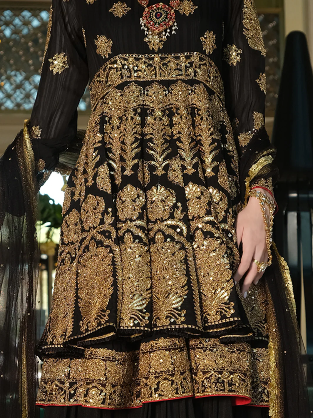 Black Net 3 Piece Formal - AL-3PS-LS-294 - Image 2