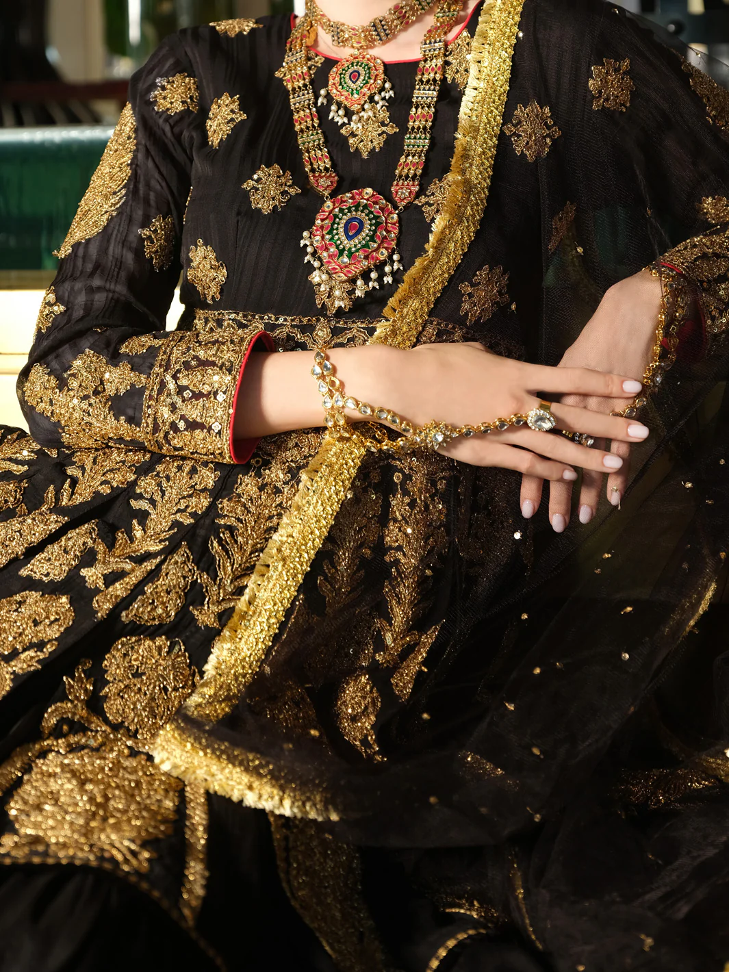 Black Net 3 Piece Formal - AL-3PS-LS-294 - Image 3