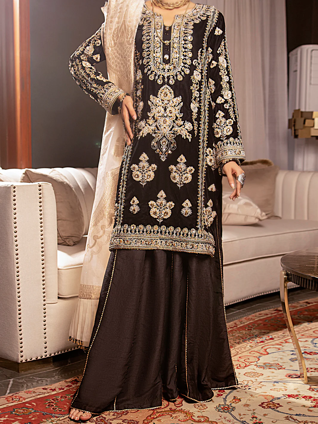 Black Velvet 3Pc Formal Stitched - AL-3PS-LS-340 - Image 5