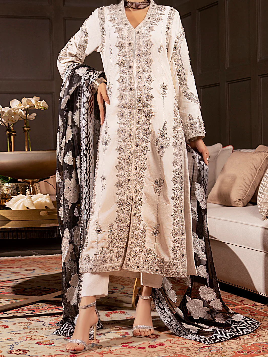 White 3Pc Formal Stitched - AL-3PS-LS-341A - Image 4