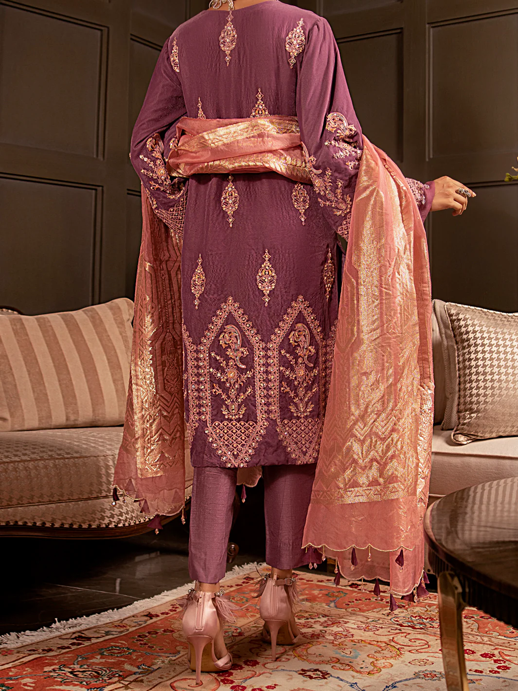Light Purple Velvet 3Pc Formal Stitched - AL-3PS-LS-343 - Image 3