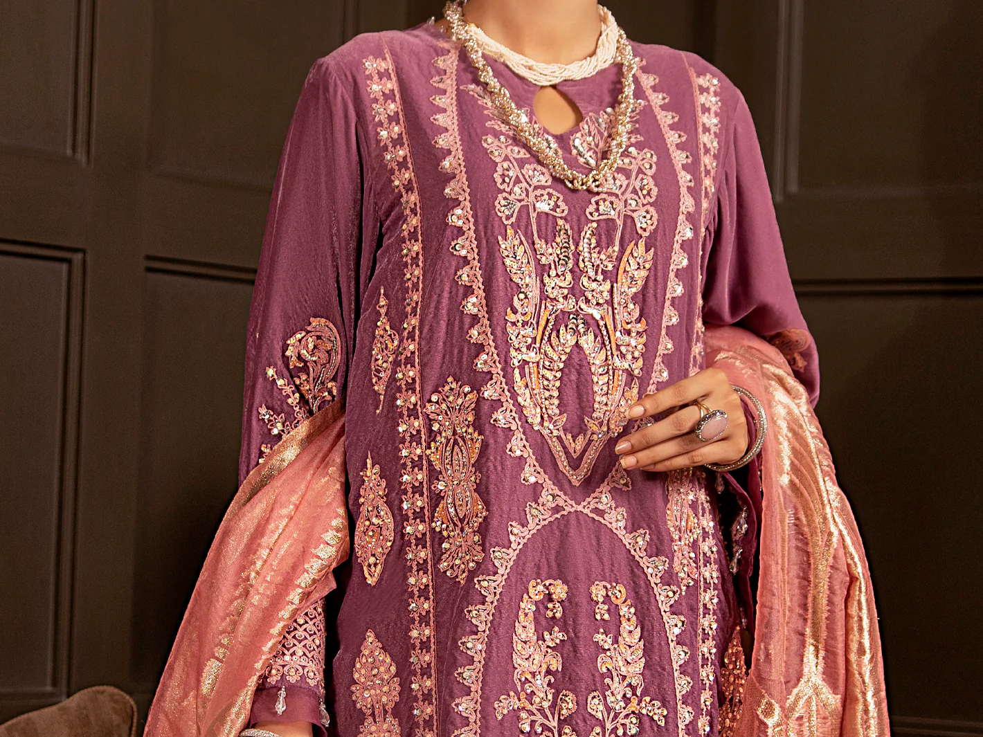 Light Purple Velvet 3Pc Formal Stitched - AL-3PS-LS-343 - Image 4