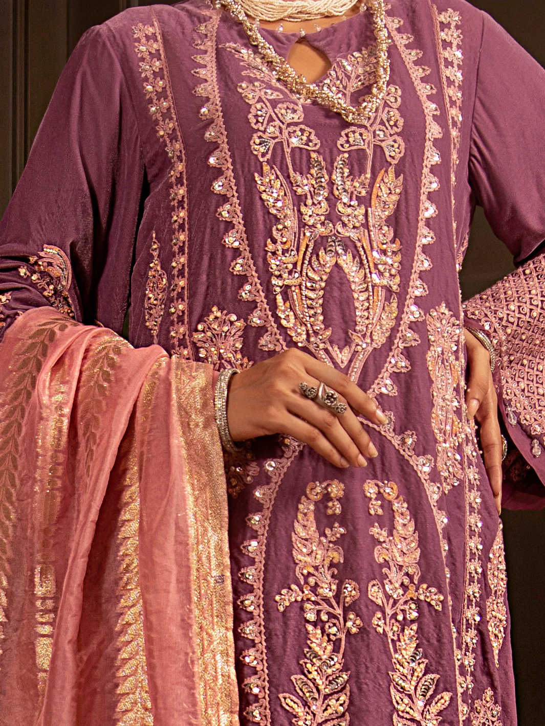 Light Purple Velvet 3Pc Formal Stitched - AL-3PS-LS-343 - Image 6