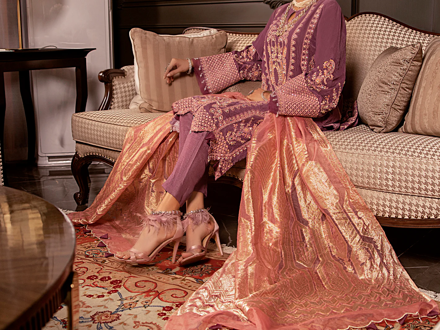Light Purple Velvet 3Pc Formal Stitched - AL-3PS-LS-343 - Image 7