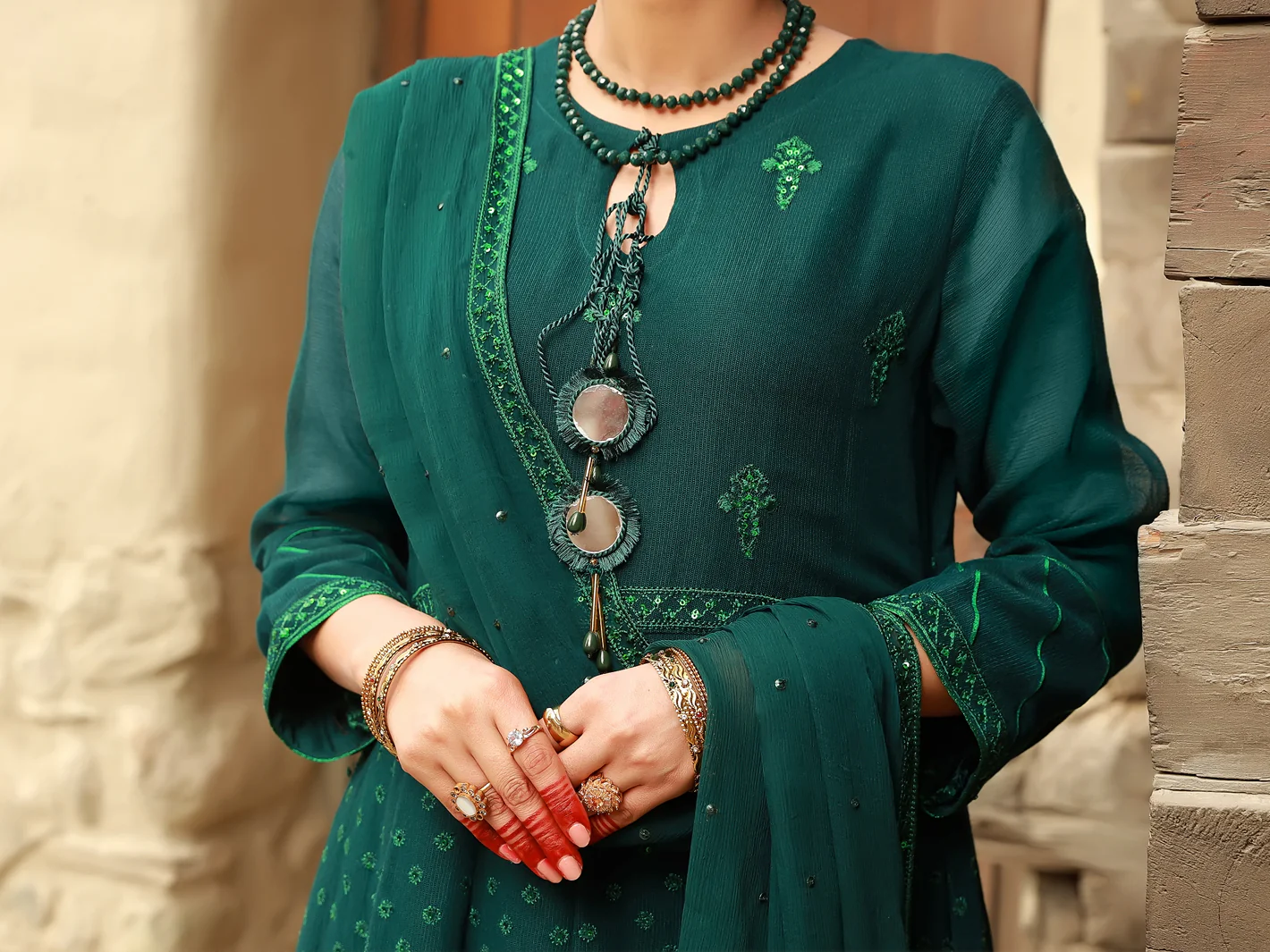 Green Khaddi 3Pc Formal Stitched - AL-3PS-LS-369 - Image 5