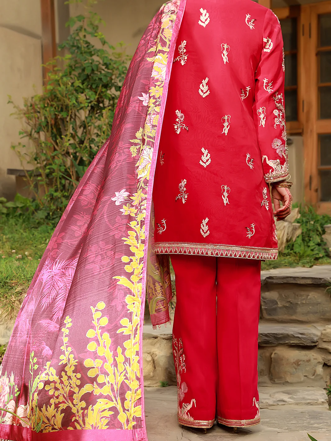 Fuchsia Organza 3Pc Formal Stitched - AL-3PS-LS-376 - Image 2