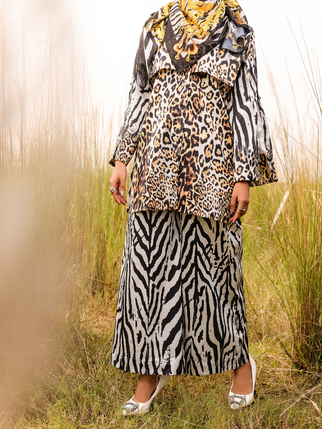Black & White Silk 3Pc  Formal Stitched - AL-3PS-LS-379