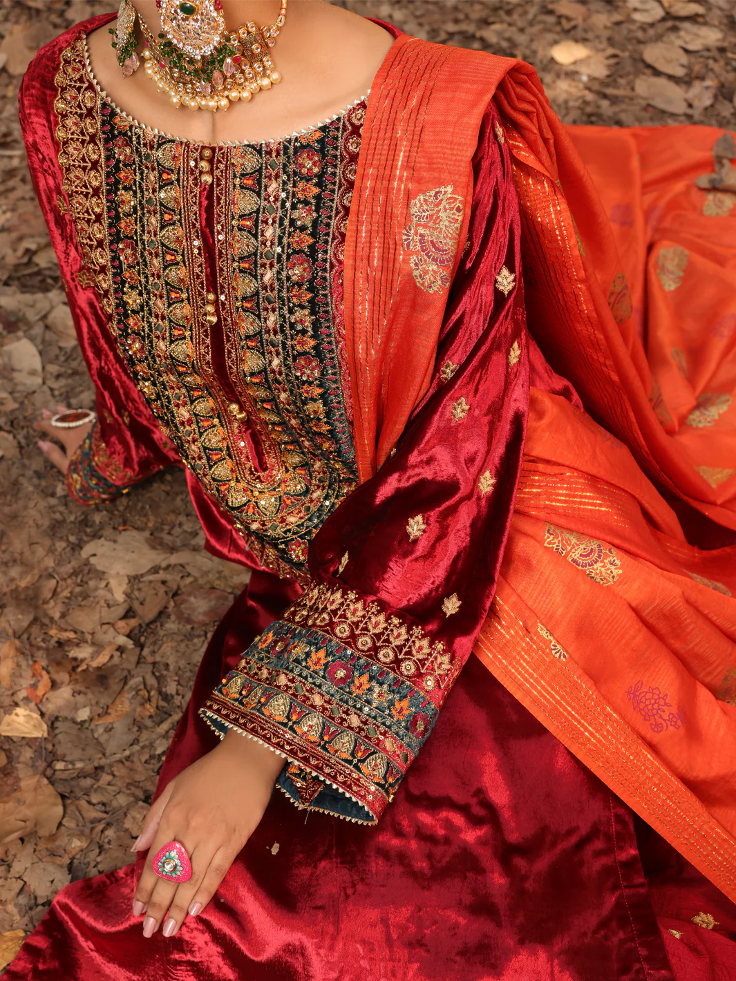 Red Velvet 3Pc Formal Stitched - AL-3PS-LS-384 - Image 4