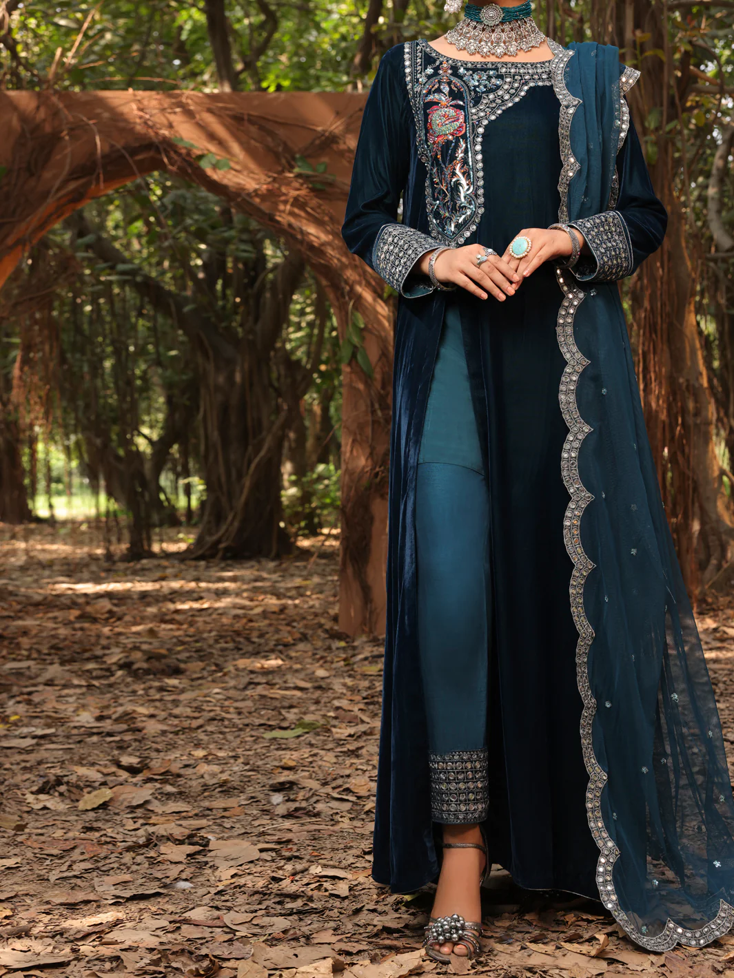 Blue Velvet 3Pc Formal Stitched - AL-3PS-LS-385