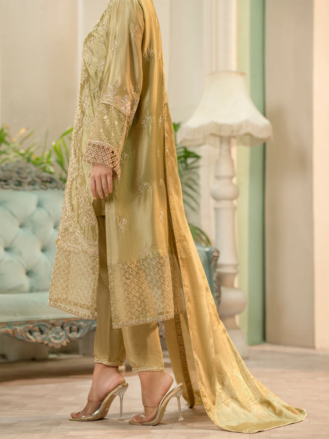 Pista Green Chiffon 3Pc Formal Stitched - AL-3PS-LS-424 - Image 2