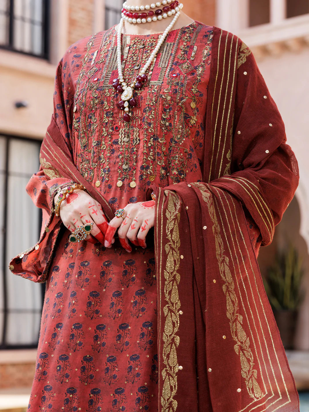 Maroon Maple Silk 3Pc Formal Stitched - AL-3PS-LS-435 - Image 2