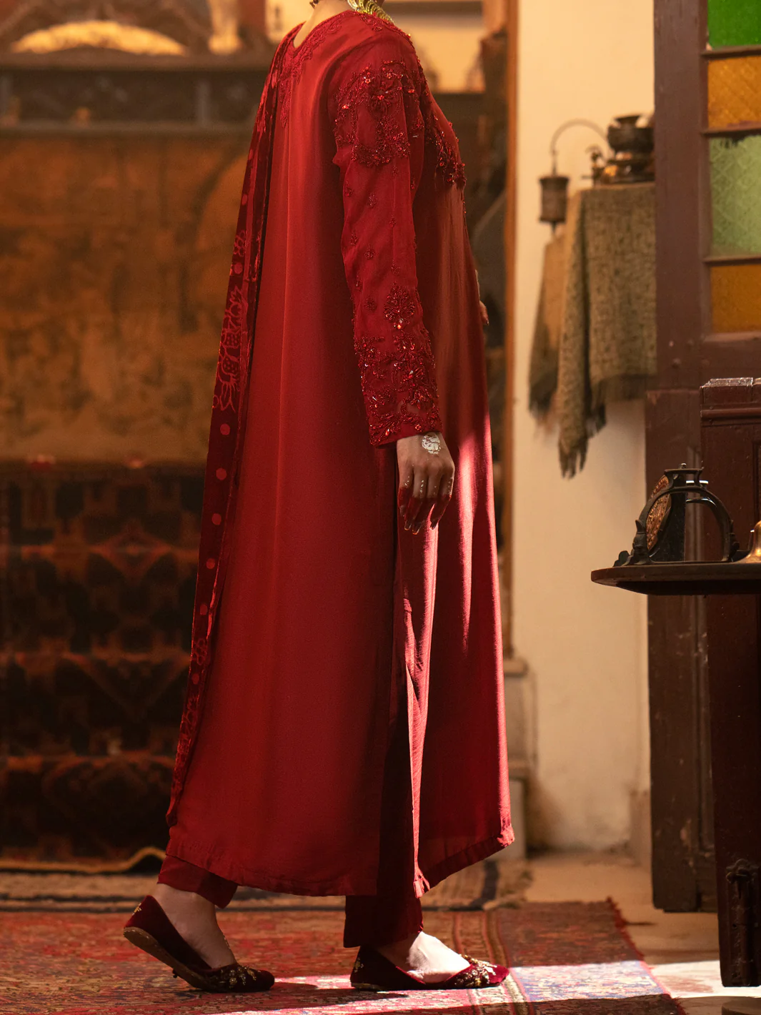 Red Shisha Silk 3Pc Formal Stitched - AL-3PS-LS-439 - Image 2