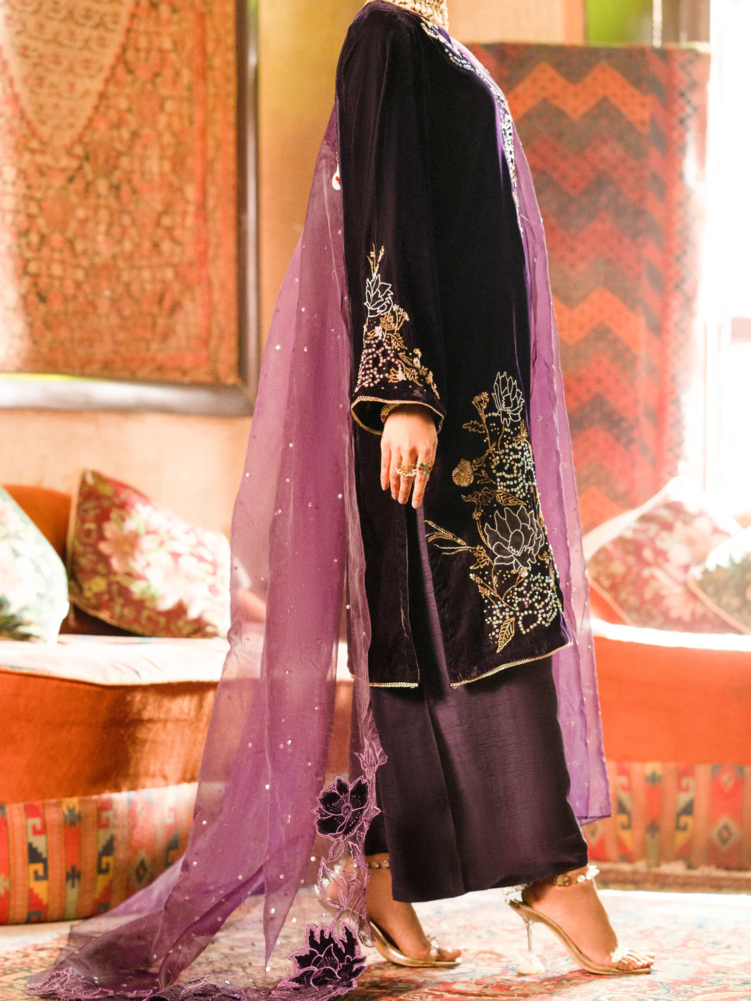 Purple Formal 3Pc Stitched - AL-3PS-LS-441 - Image 2