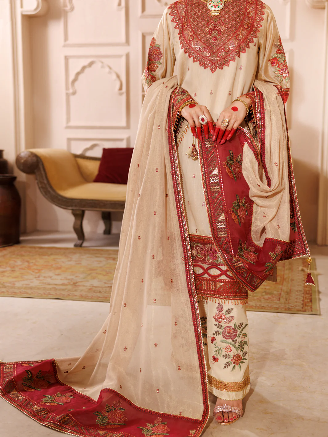 Beige Mesuri 3Pc Formal Stitched - AL-3PS-LS-452