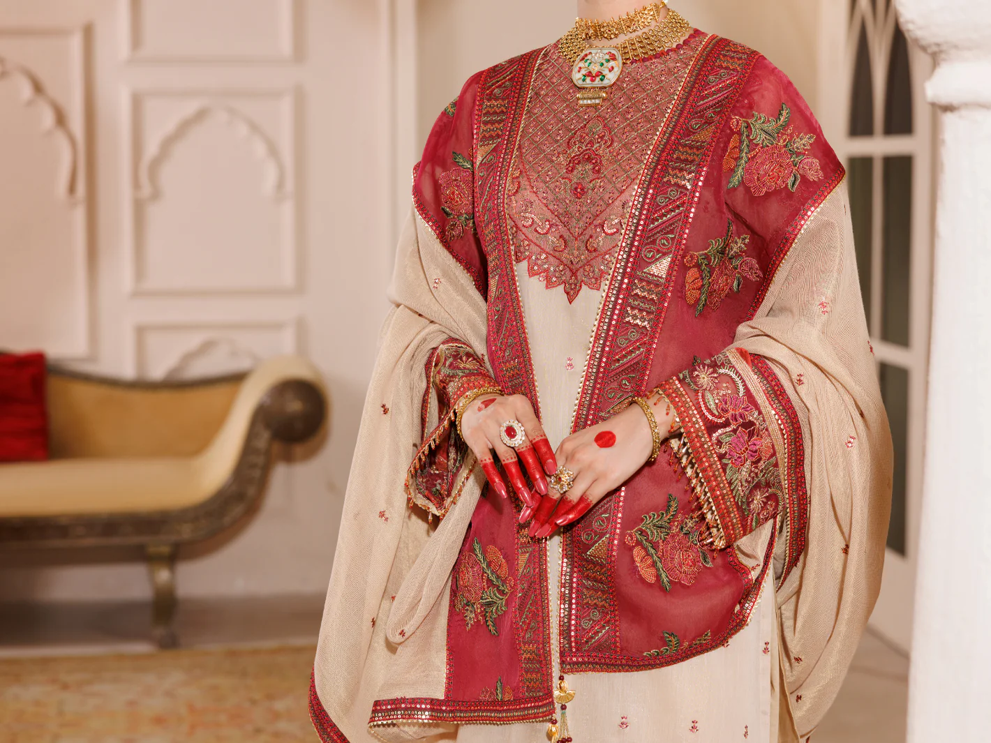 Beige Mesuri 3Pc Formal Stitched - AL-3PS-LS-452 - Image 3
