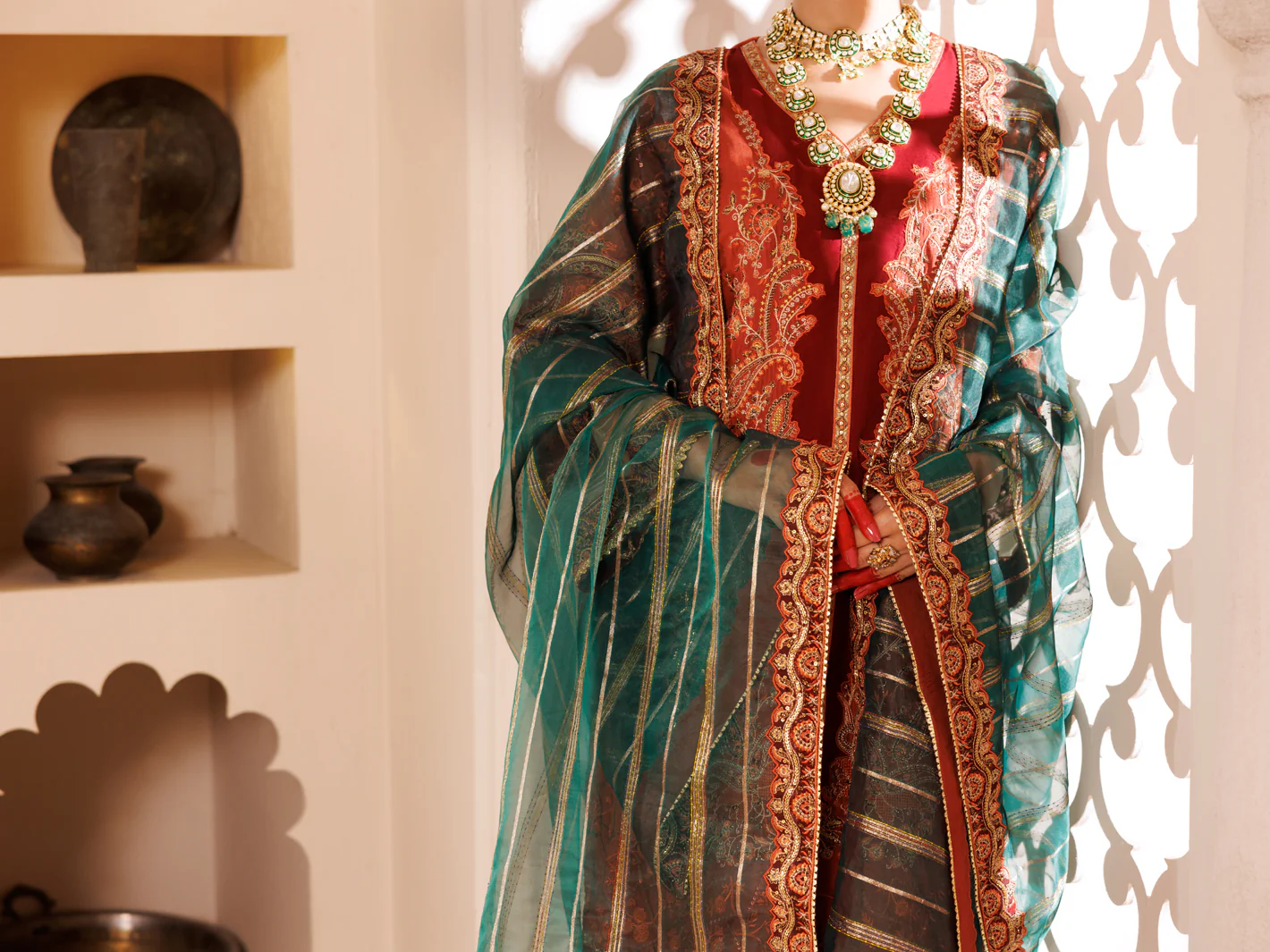 Rust Raw Silk 3Pc Formal Stitched - AL-3PS-LS-453 - Image 3
