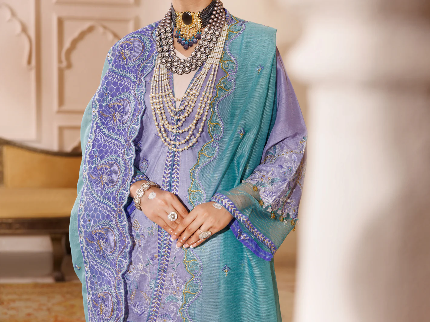 Light Purple Raw Silk Formal 3Pc Stitched - ALP-3PS-LS-454 - Image 3