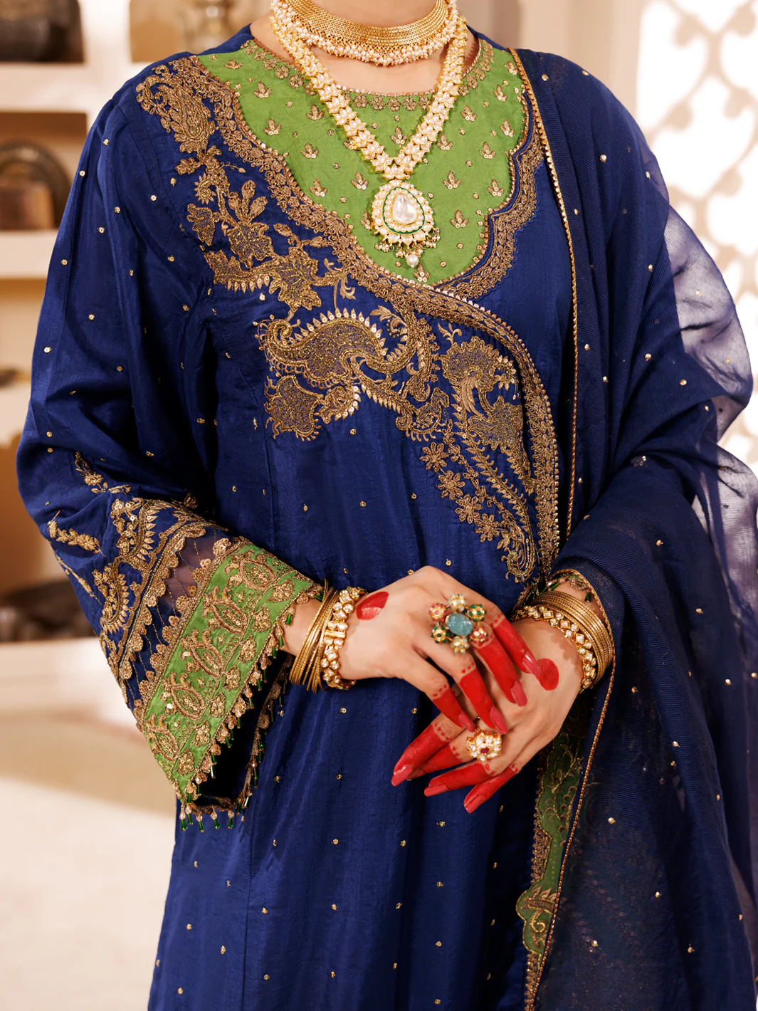 Blue Slub Viscose 3Pc Formal Stitched - AL-3PS-LS-455 - Image 5