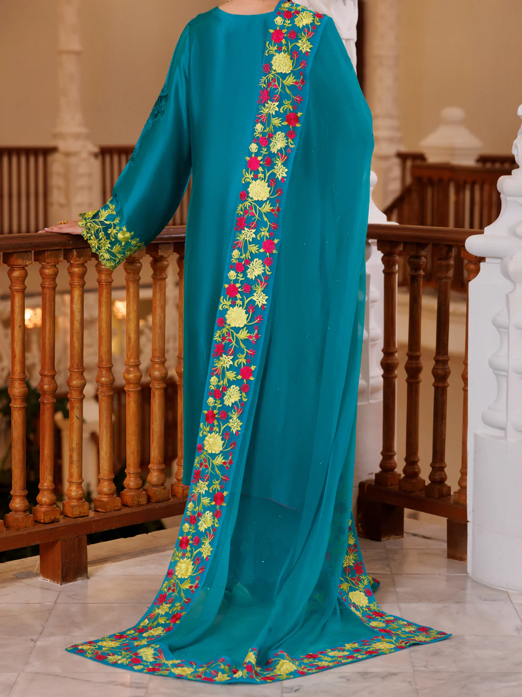 Sea Green Sheesha Silk Formal 3Pc Stitched - AL-3PS-LS-462 - Image 2