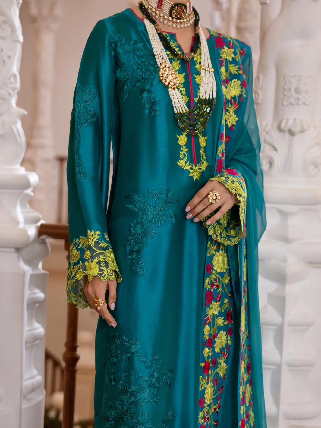 Sea Green Sheesha Silk Formal 3Pc Stitched - AL-3PS-LS-462 - Image 3