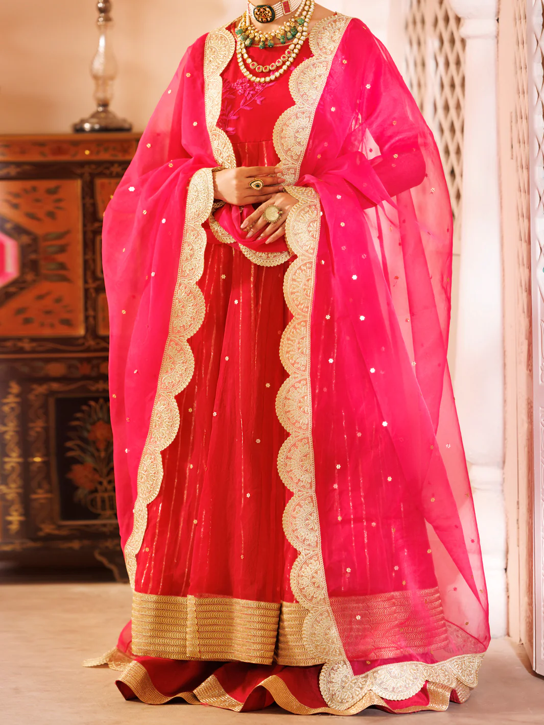Pink Organza Formal 3Pc Stitched - AL-3PS-LS-483 - Image 4