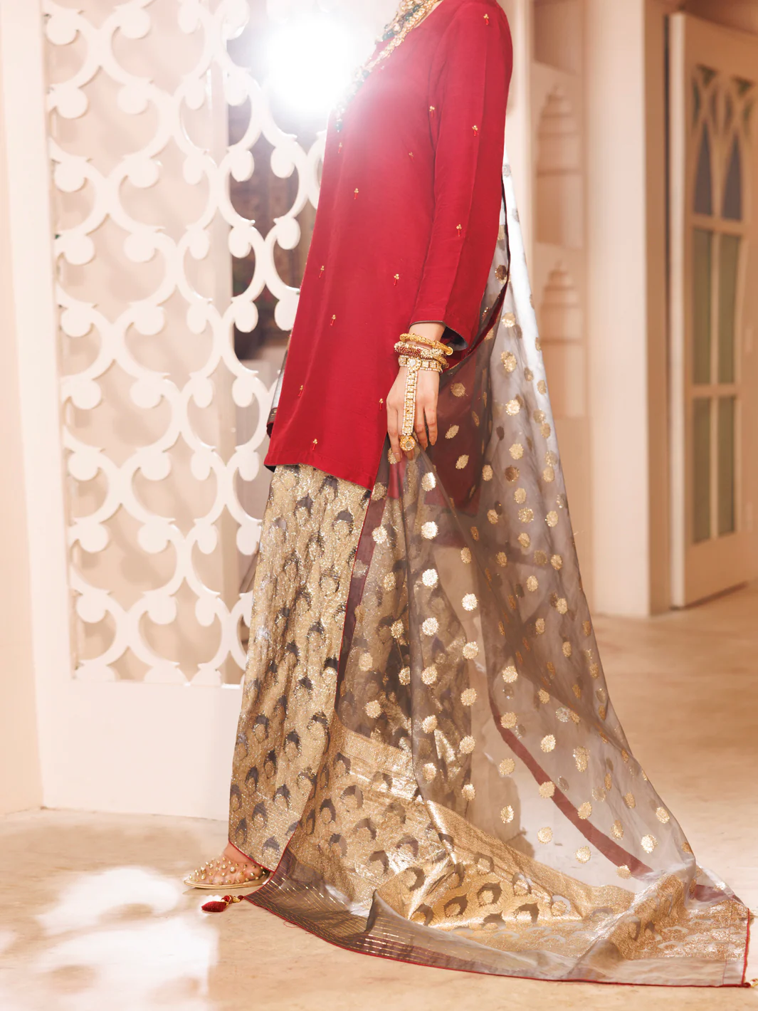 Maroon Silk Formal 3Pc Stitched - AL-3PS-LS-484 - Image 2