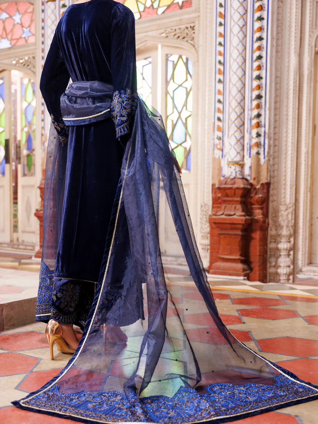 Blue Velvet Formal 3Pc Stitched - AL-3PS-LS-494 - Image 2